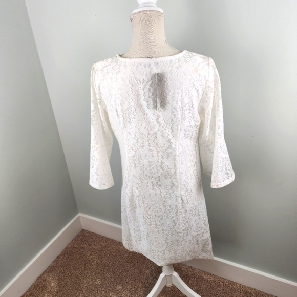 Ellen Weaver Women’s Crochet Bell Sleeve Shift Dress Size Medium White - Picture 5 of 9